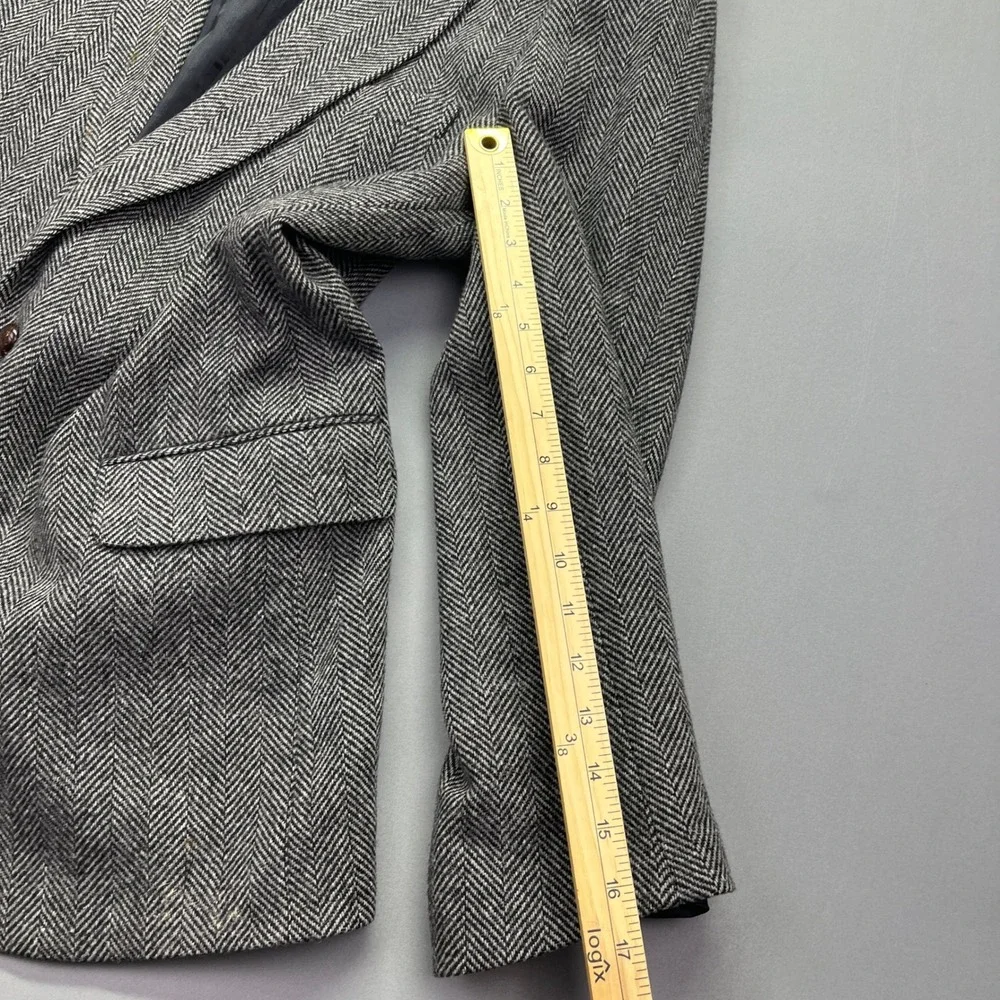 Stanley Blacker Herringbone Blazer Sport Coat Wool‎ Brown Button Front 42L